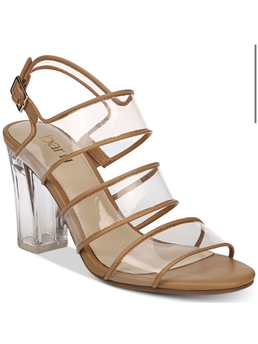 Bar 111 Tan Acrylic Strappy Heels Shoes Sz 8